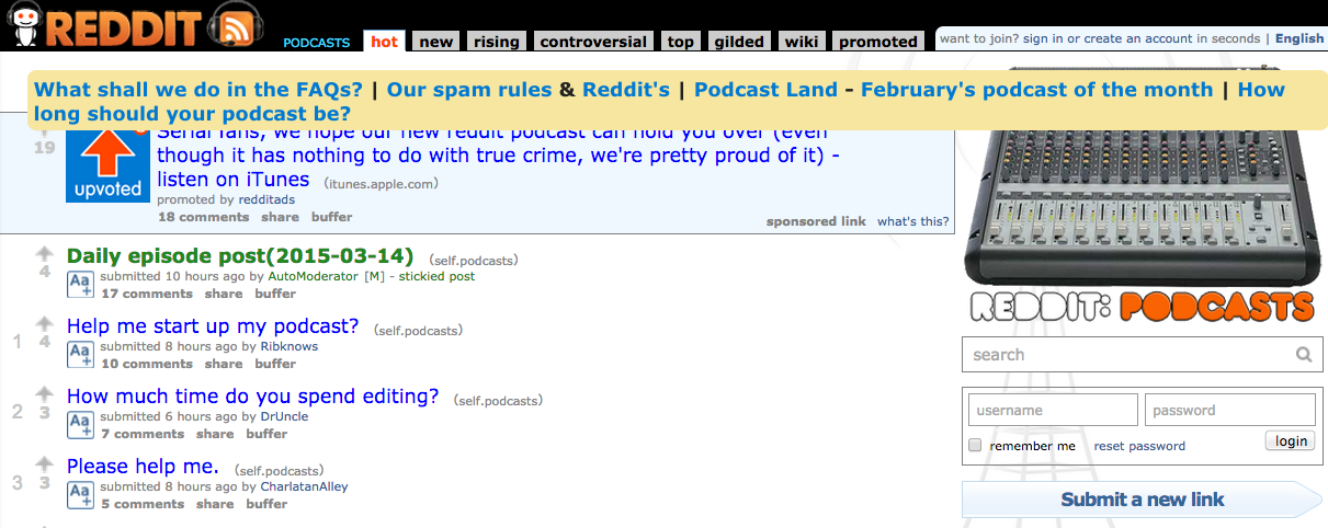 podcasting reddit subreddit