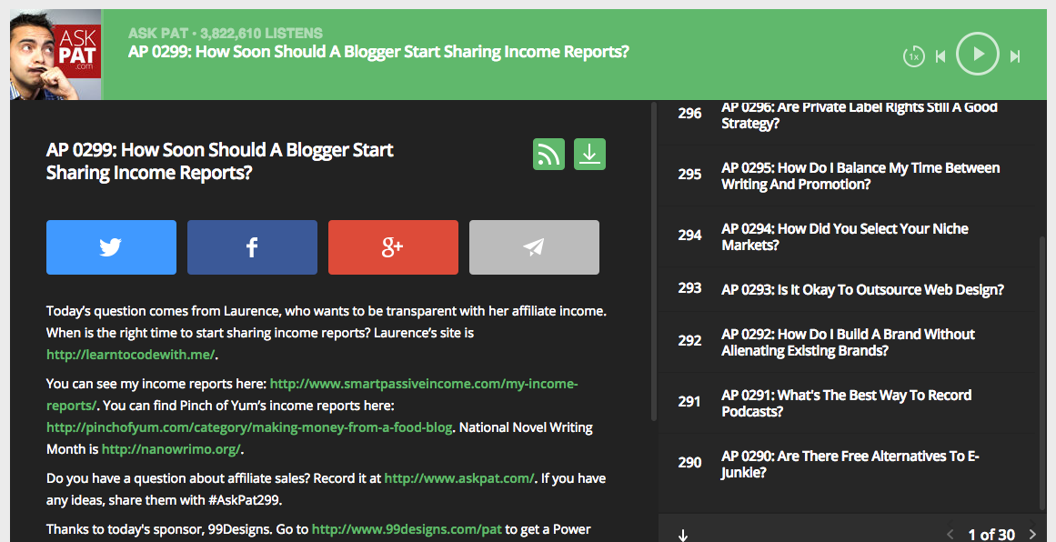 smart podcast player screenshot